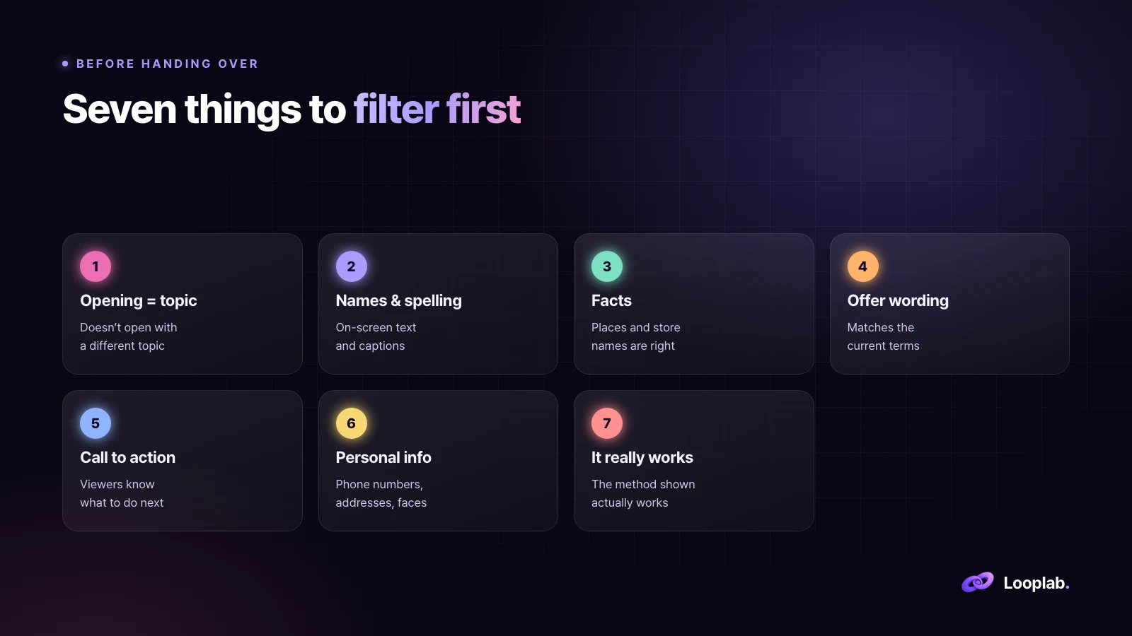 Seven things to filter first