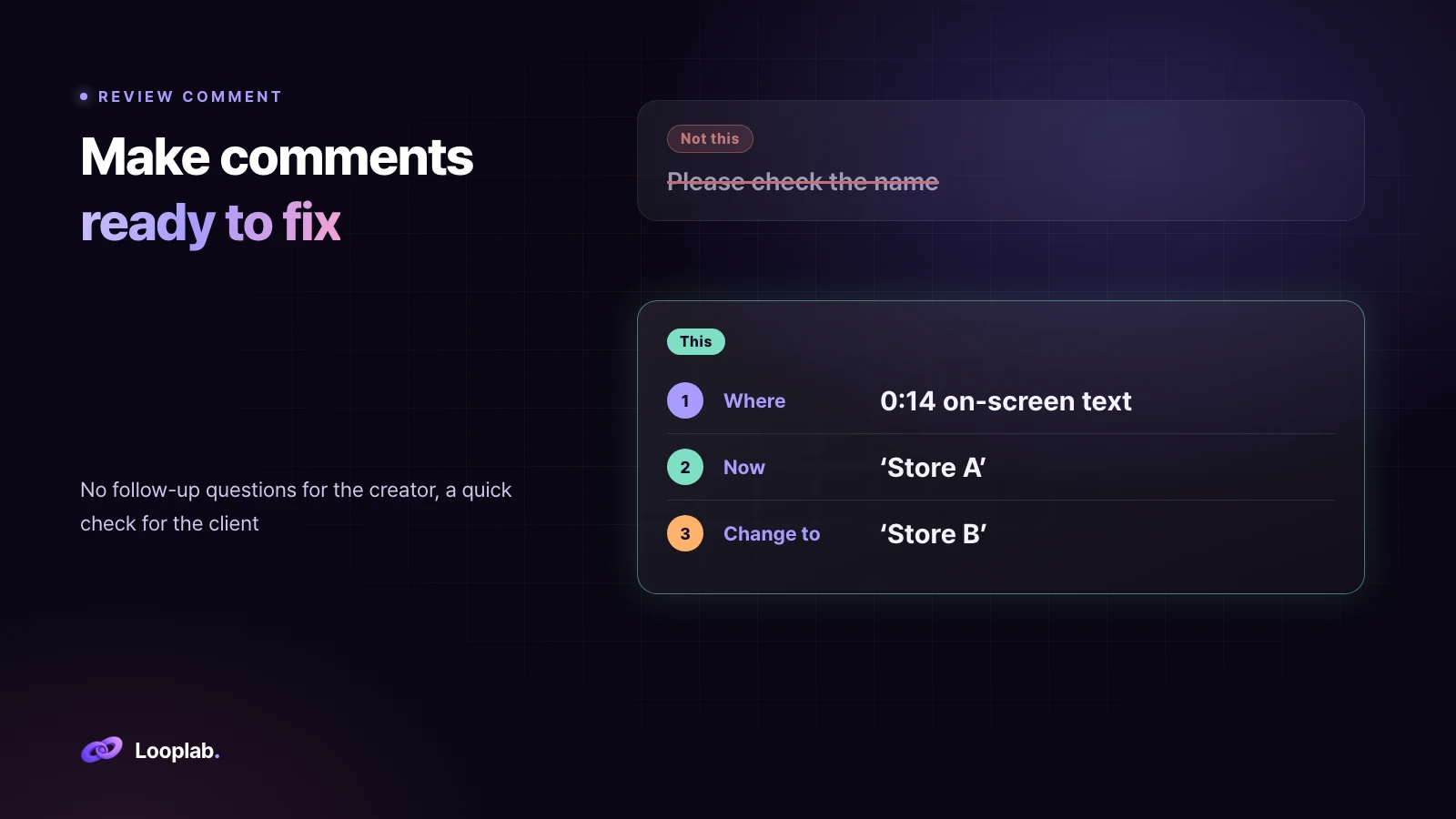 Make comments ready to fix